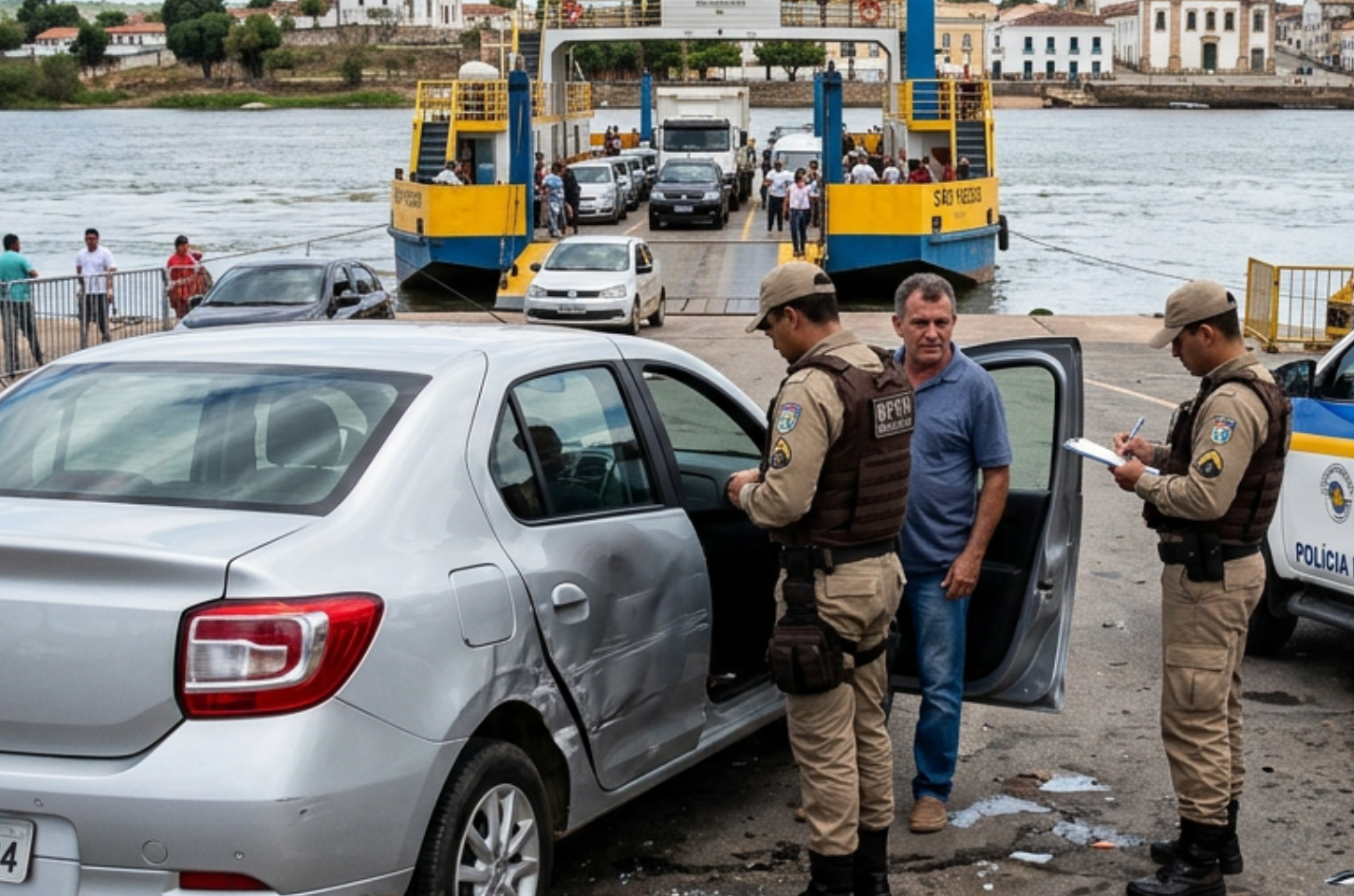 Colisão entre Renault Logan e caminhão-caçamba é registrada no Porto das Balsas, em Penedo
