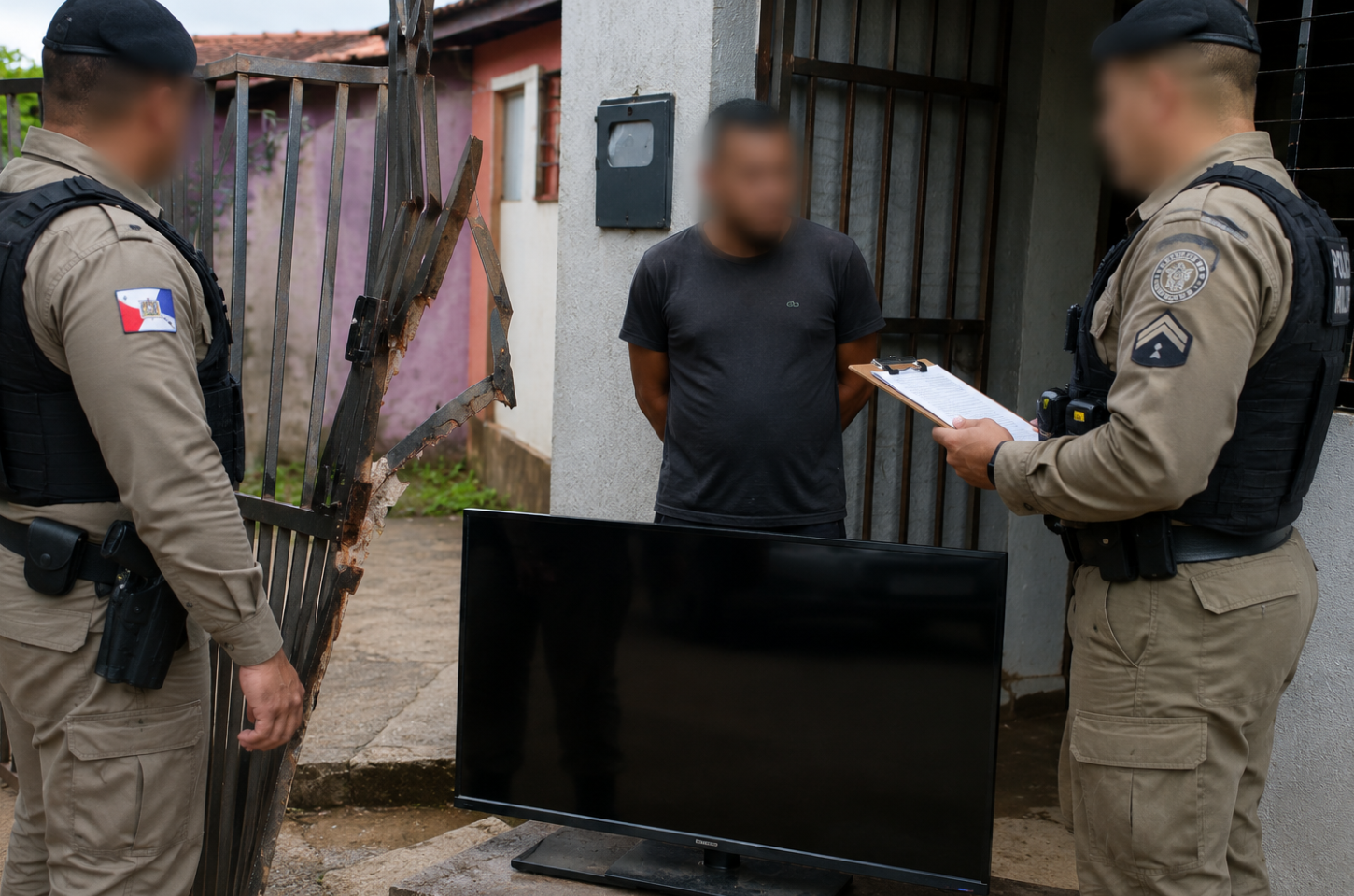 Homem invade residência, danifica portão e leva televisão em Penedo