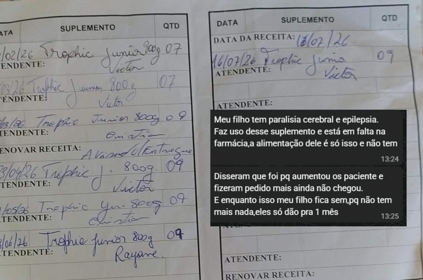Mãe denuncia falta de suplemento para filho e questiona Prefeitura de Penedo: “Deixo com fome até chegar?