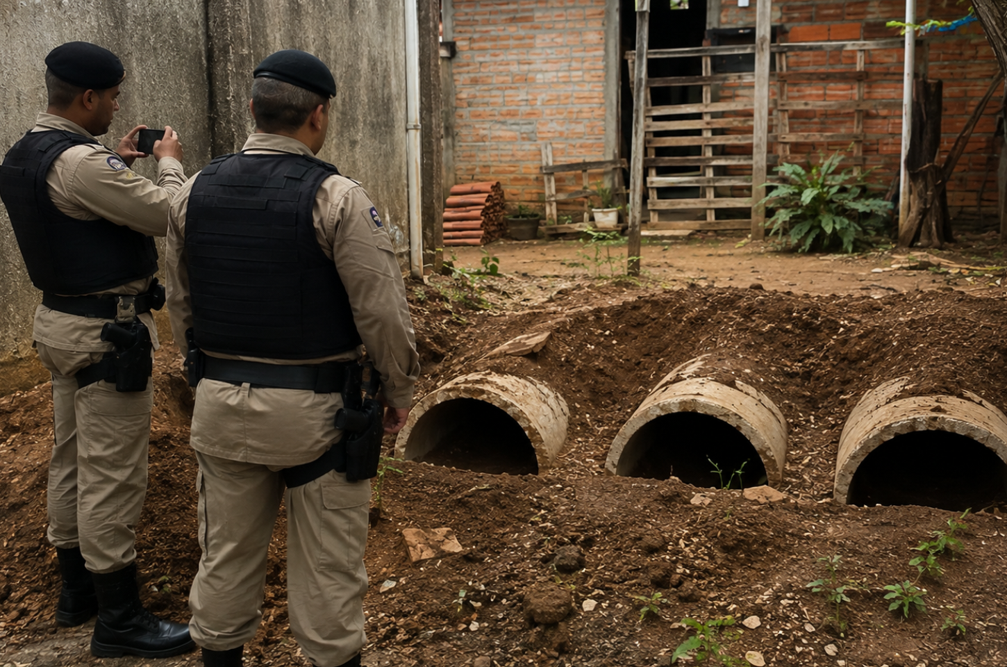 Manilhas furtadas de usina são encontradas enterradas em quintal de residência