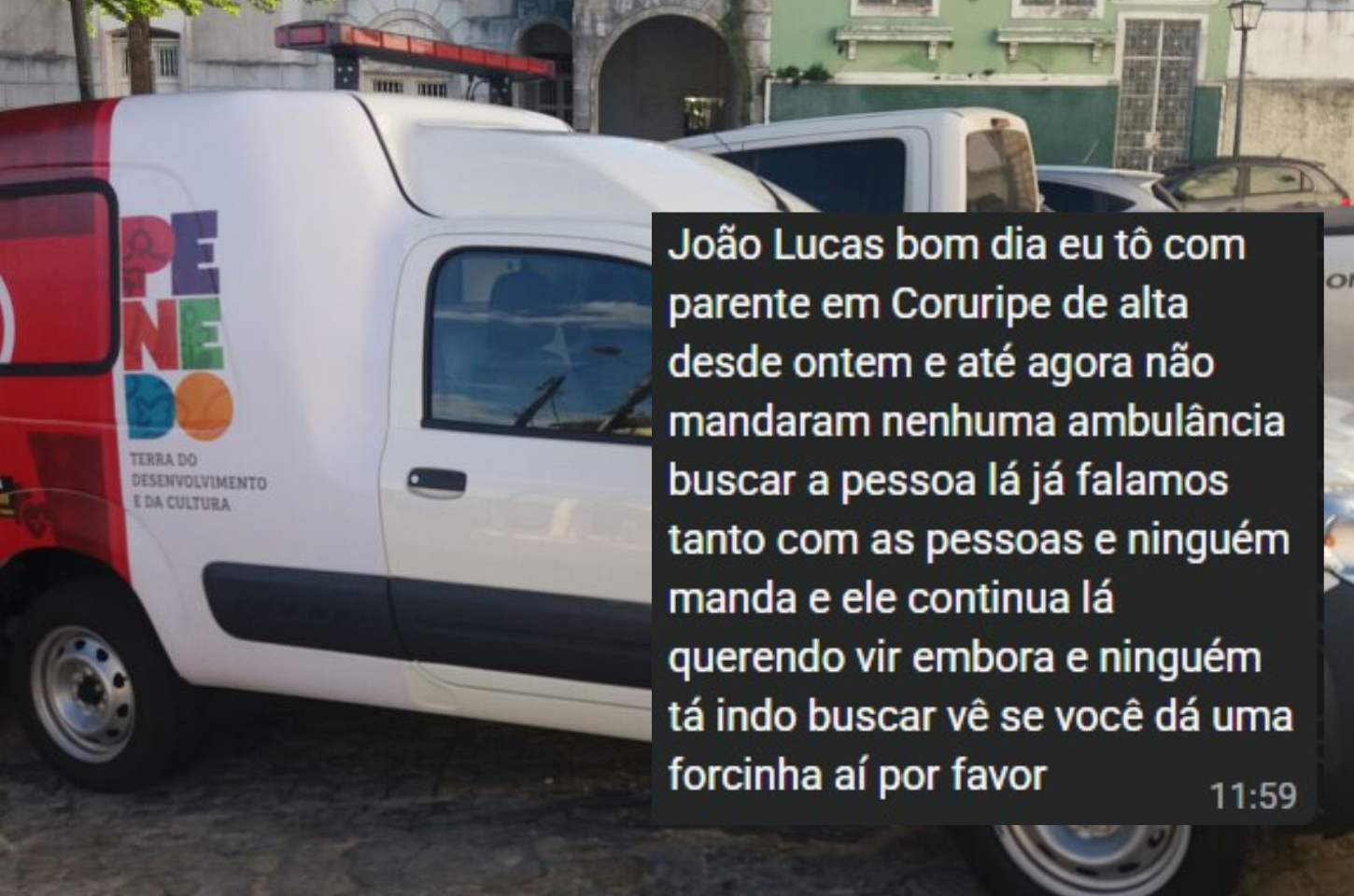Paciente de Penedo recebe alta e passa mais de 24 horas esperando ambulância em Coruripe