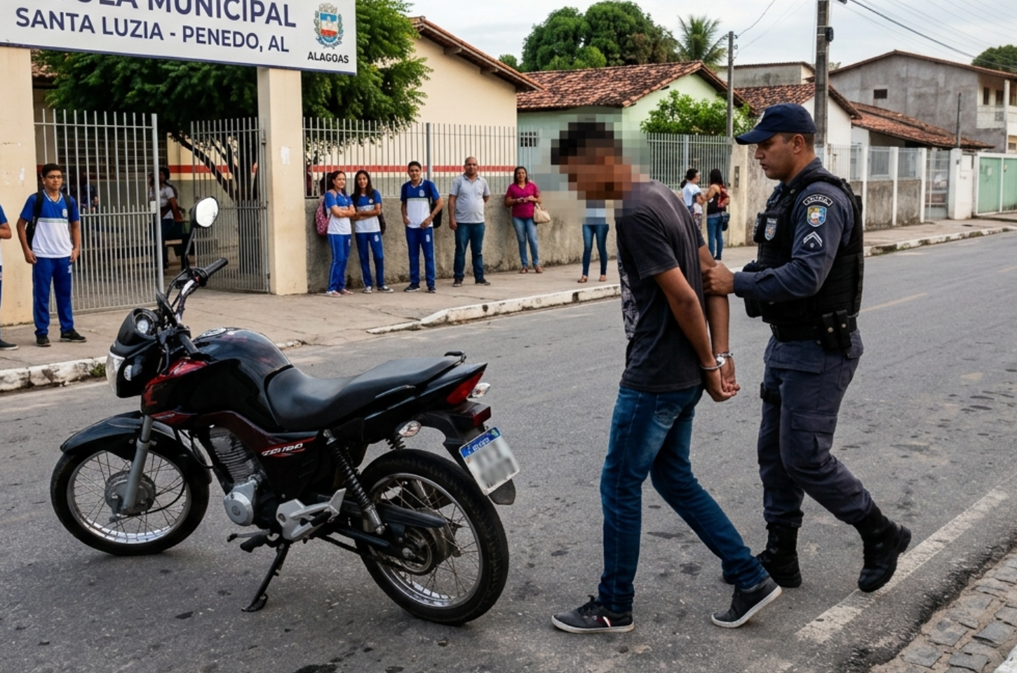 Sem CNH, motociclista empina moto em frente a escola e é detido em Penedo