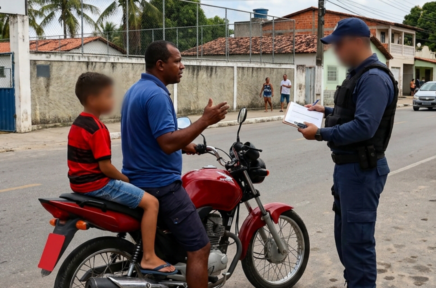 Motociclista é flagrado sem CNH e com criança sem capacete em Penedo