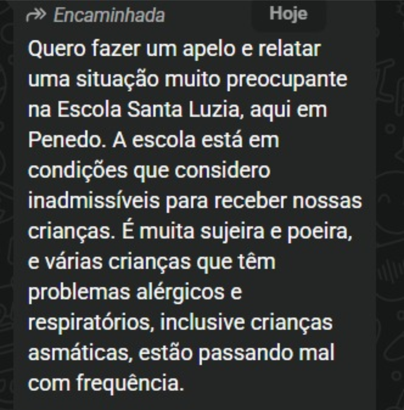 Mãe denuncia condições precárias e falta de higiene na Escola Santa Luzia, em Penedo