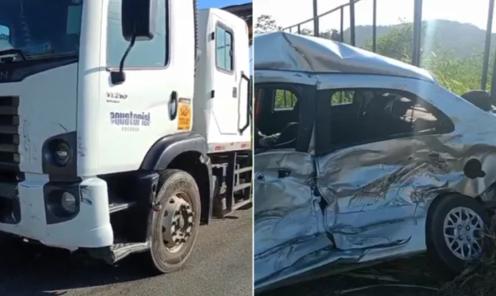 Colisão entre carro e caminhão da Equatorial deixa feridos na AL-101 Norte