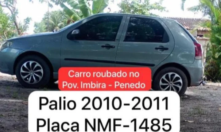 Família tem carro roubado durante assalto em povoado de Penedo