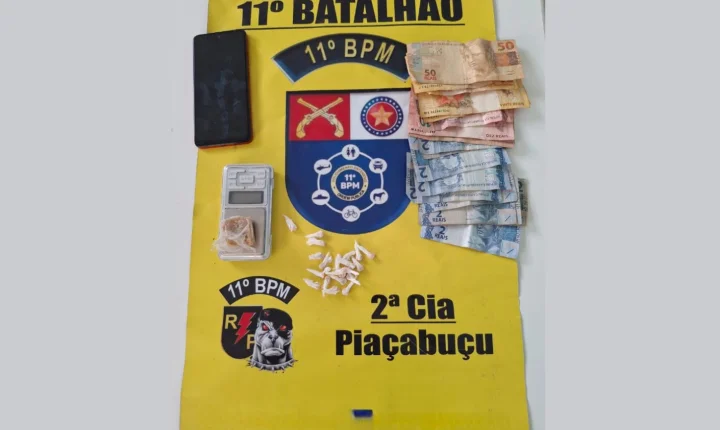 Suspeito é preso por tráfico de drogas durante ação da PM em Piaçabuçu